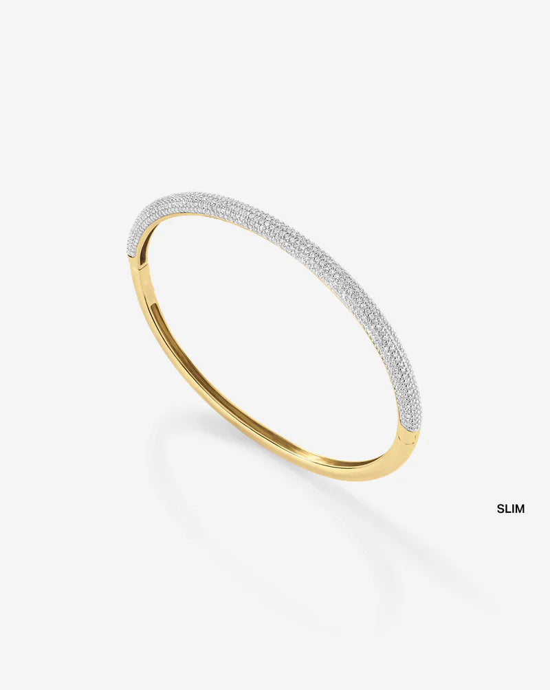 Pavé Diamond Stackable Gold Cloud Bangle