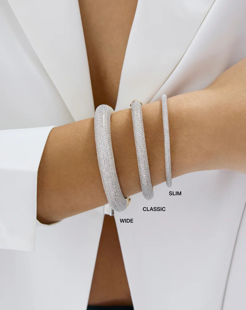 Pavé Diamond Stackable Gold Cloud Bangle