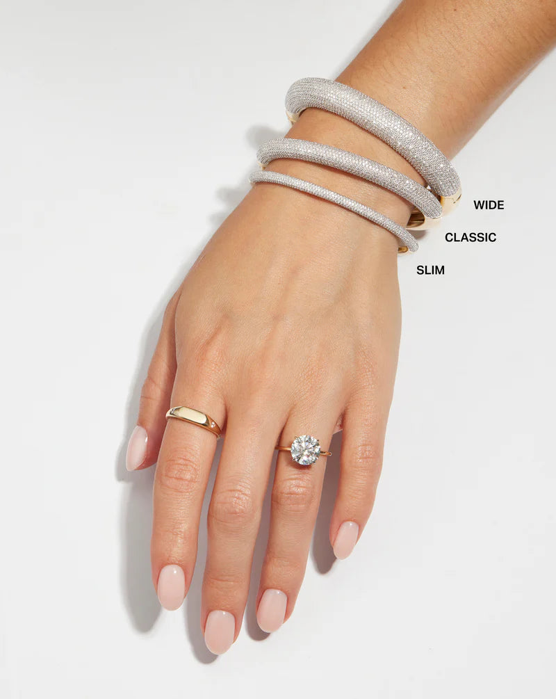 Pavé Diamond Stackable Gold Cloud Bangle