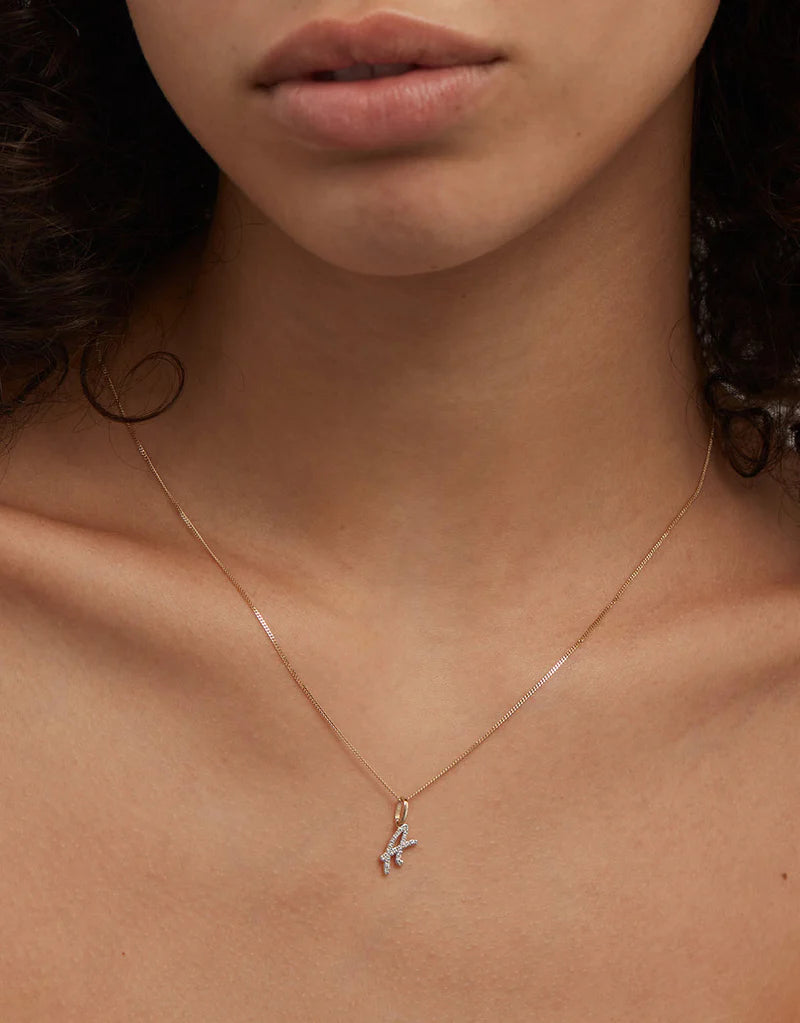 Diamond Script Initial Necklace