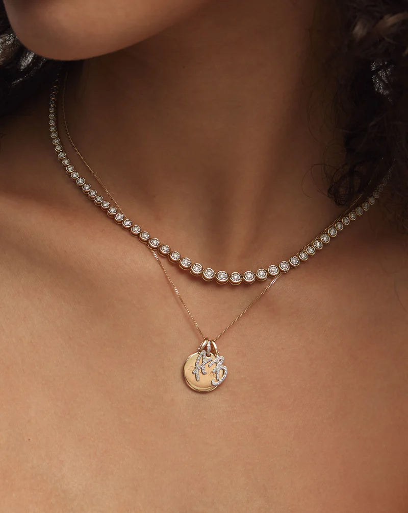 Diamond Script Initial Necklace