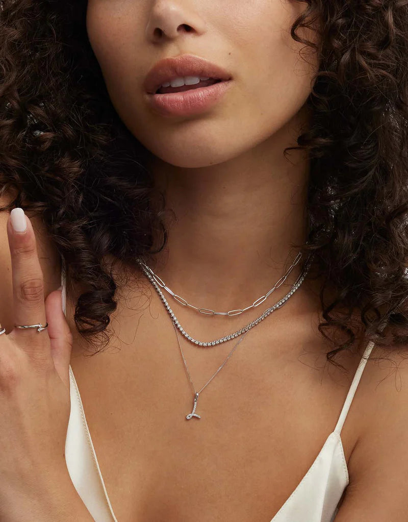 Diamond Script Initial Necklace