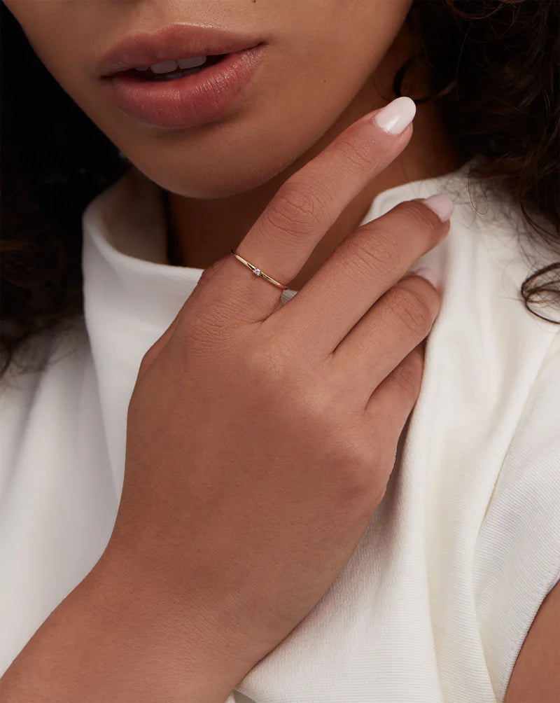 Petite Single Round Diamond Ring