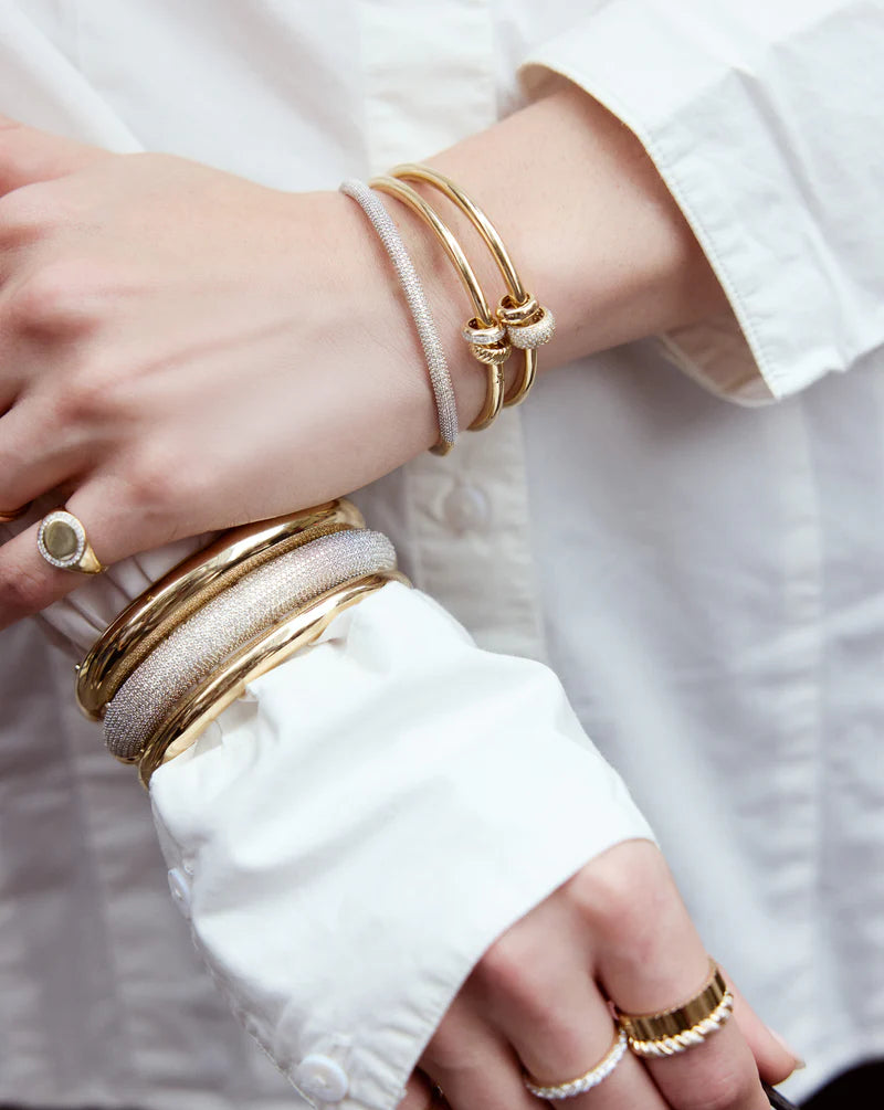 Pavé Diamond Stackable Gold Cloud Bangle