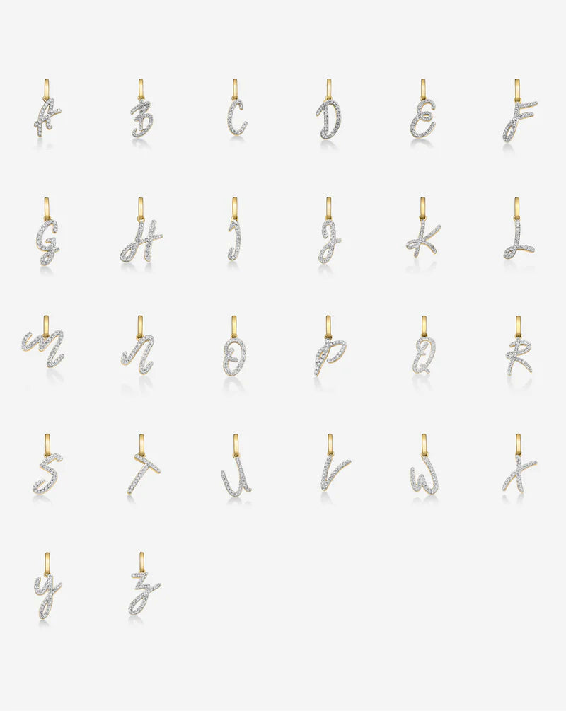 Diamond Script Initial Necklace