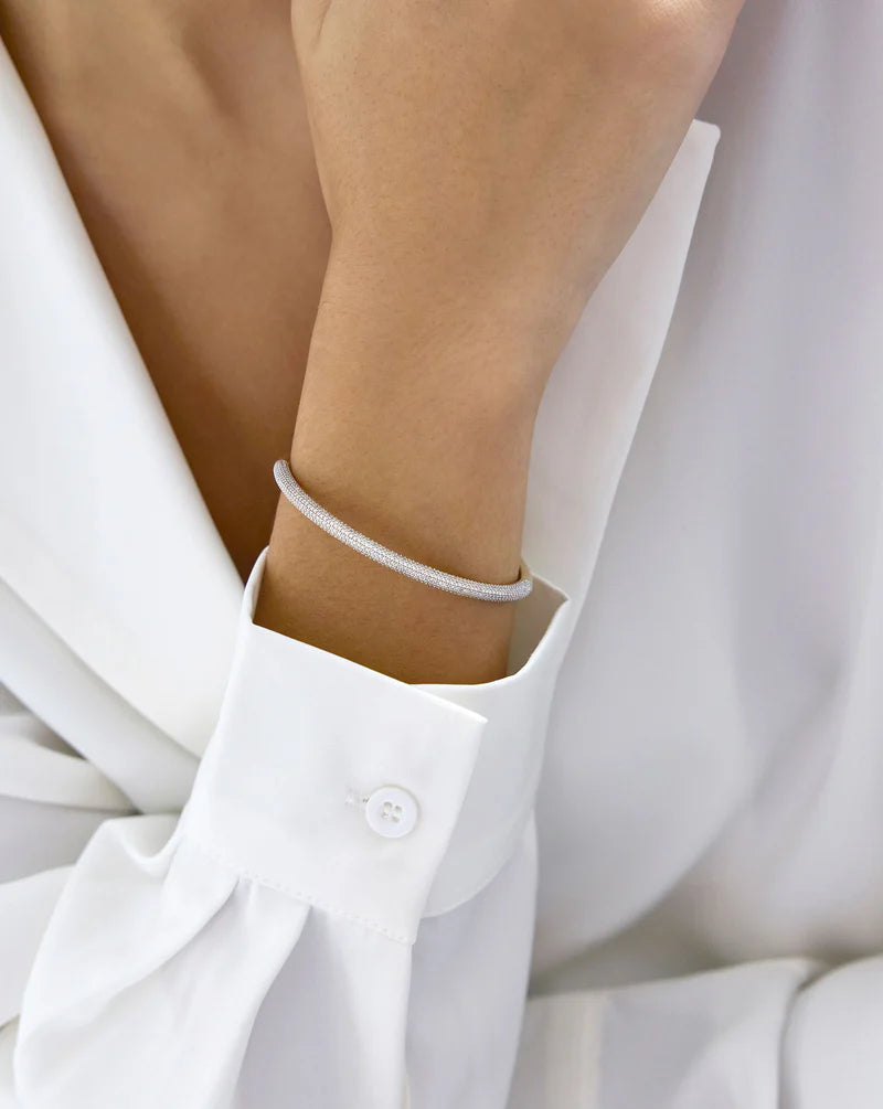 Pavé Diamond Stackable Gold Cloud Bangle