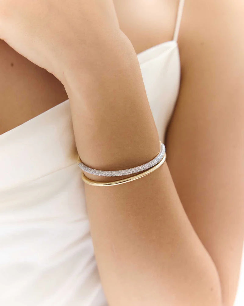 Pavé Diamond Stackable Gold Cloud Bangle