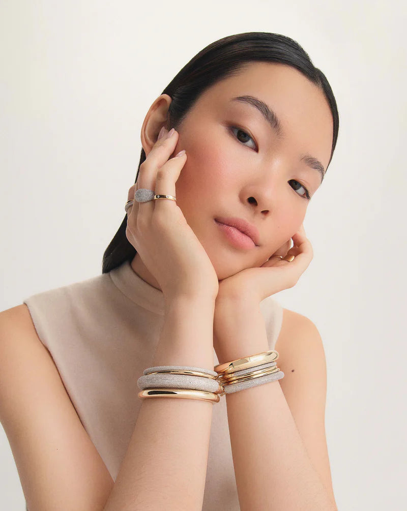 Pavé Diamond Stackable Gold Cloud Bangle