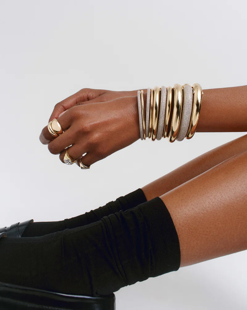 Pavé Diamond Stackable Gold Cloud Bangle