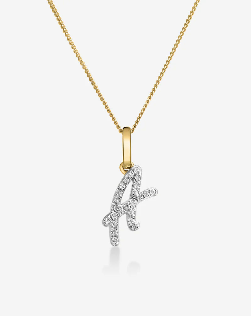 Diamond Script Initial Necklace