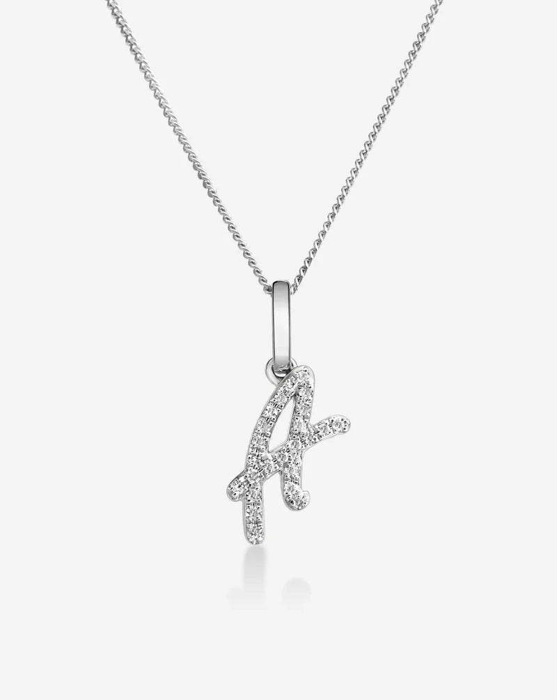 Diamond Script Initial Necklace