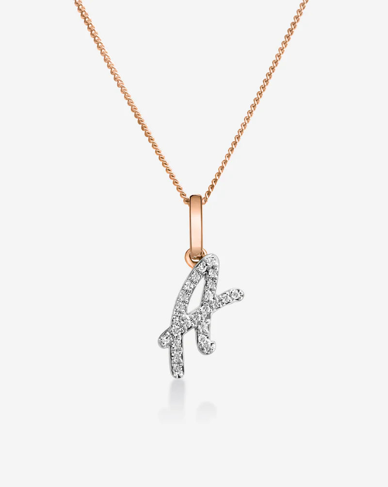 Diamond Script Initial Necklace