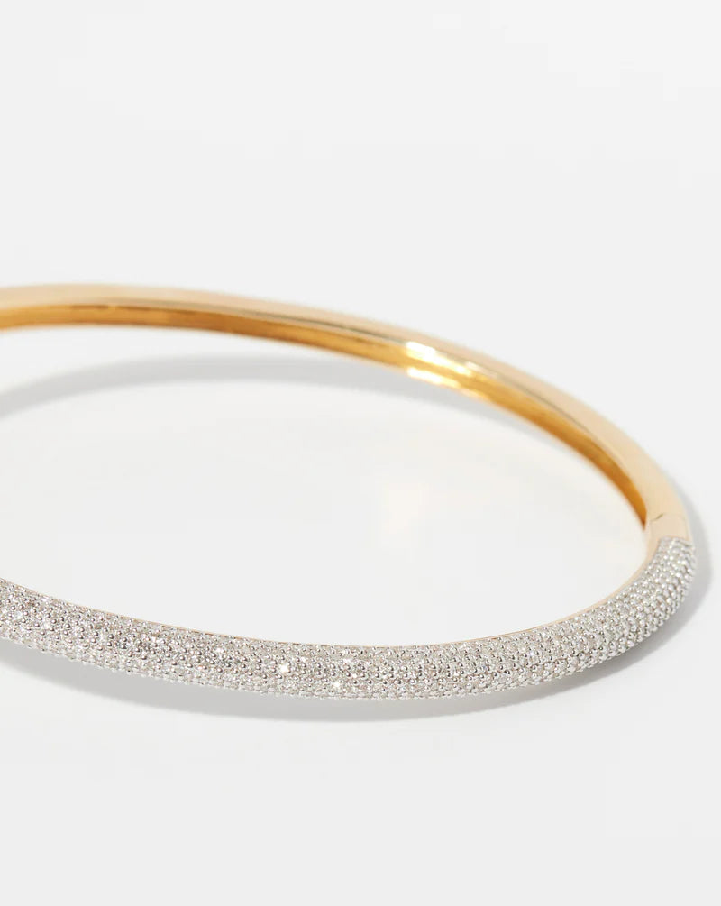 Pavé Diamond Stackable Gold Cloud Bangle