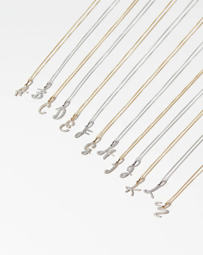Diamond Script Initial Necklace